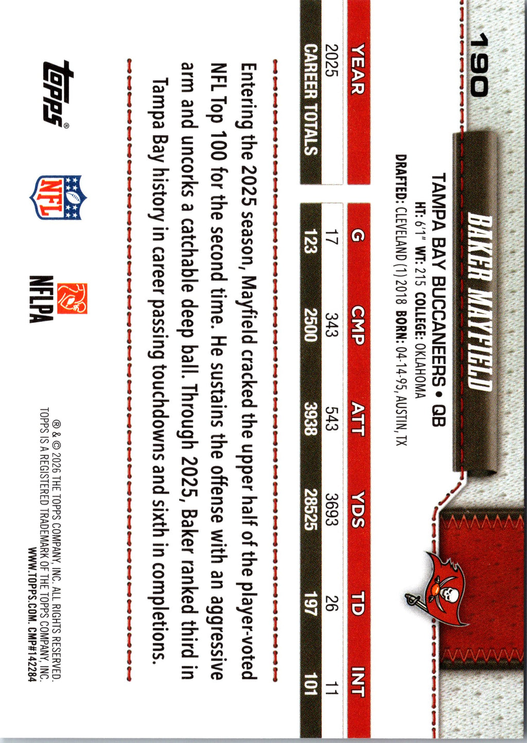 2026 Topps Flagship #190 Baker Mayfield