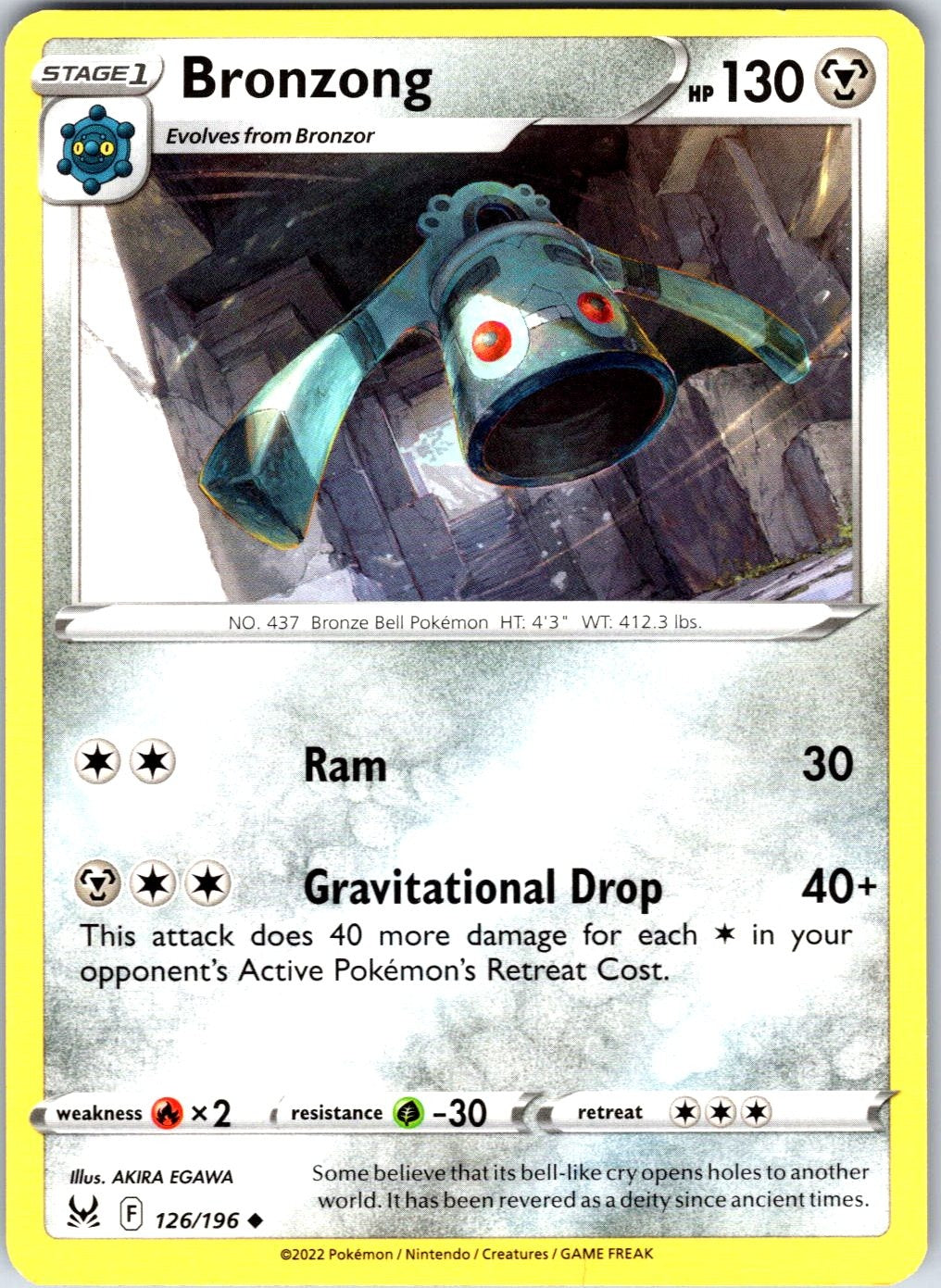 Bronzong #126/196 SWSH11: Lost Origin Uncommon
