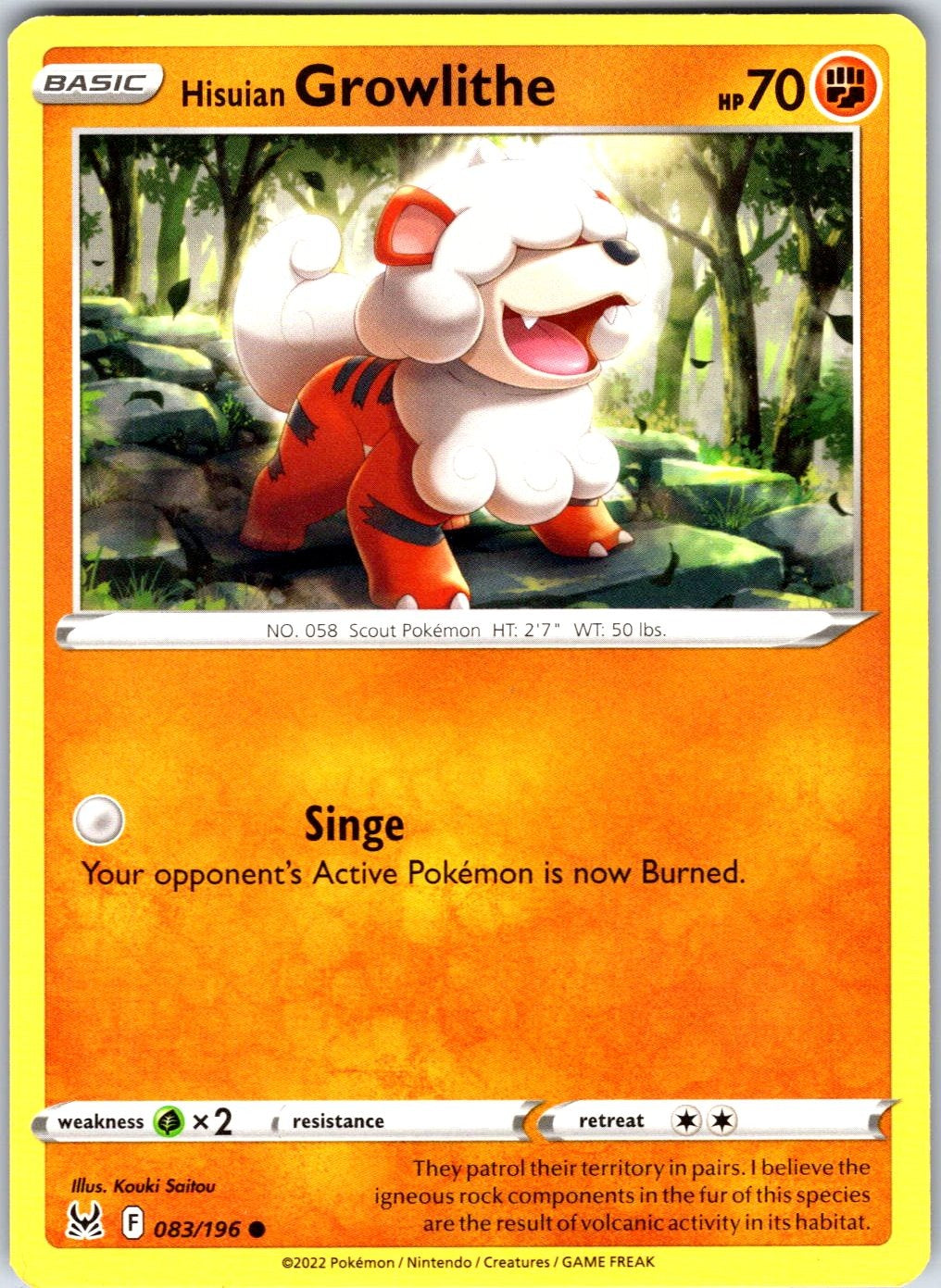 Hisuian Growlithe #083/196 SWSH11: Lost Origin Common