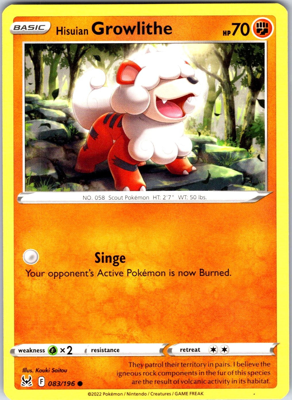 Hisuian Growlithe #083/196 SWSH11: Lost Origin Common