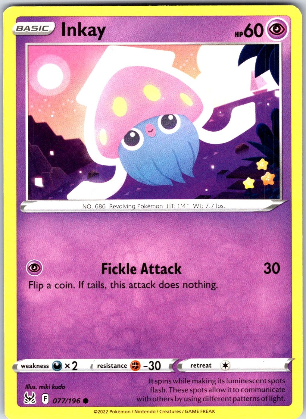 Inkay (077) #077/196 SWSH11: Lost Origin Common