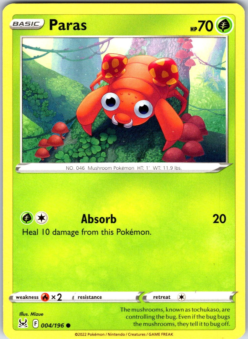 Paras #004/196 SWSH11: Lost Origin Common
