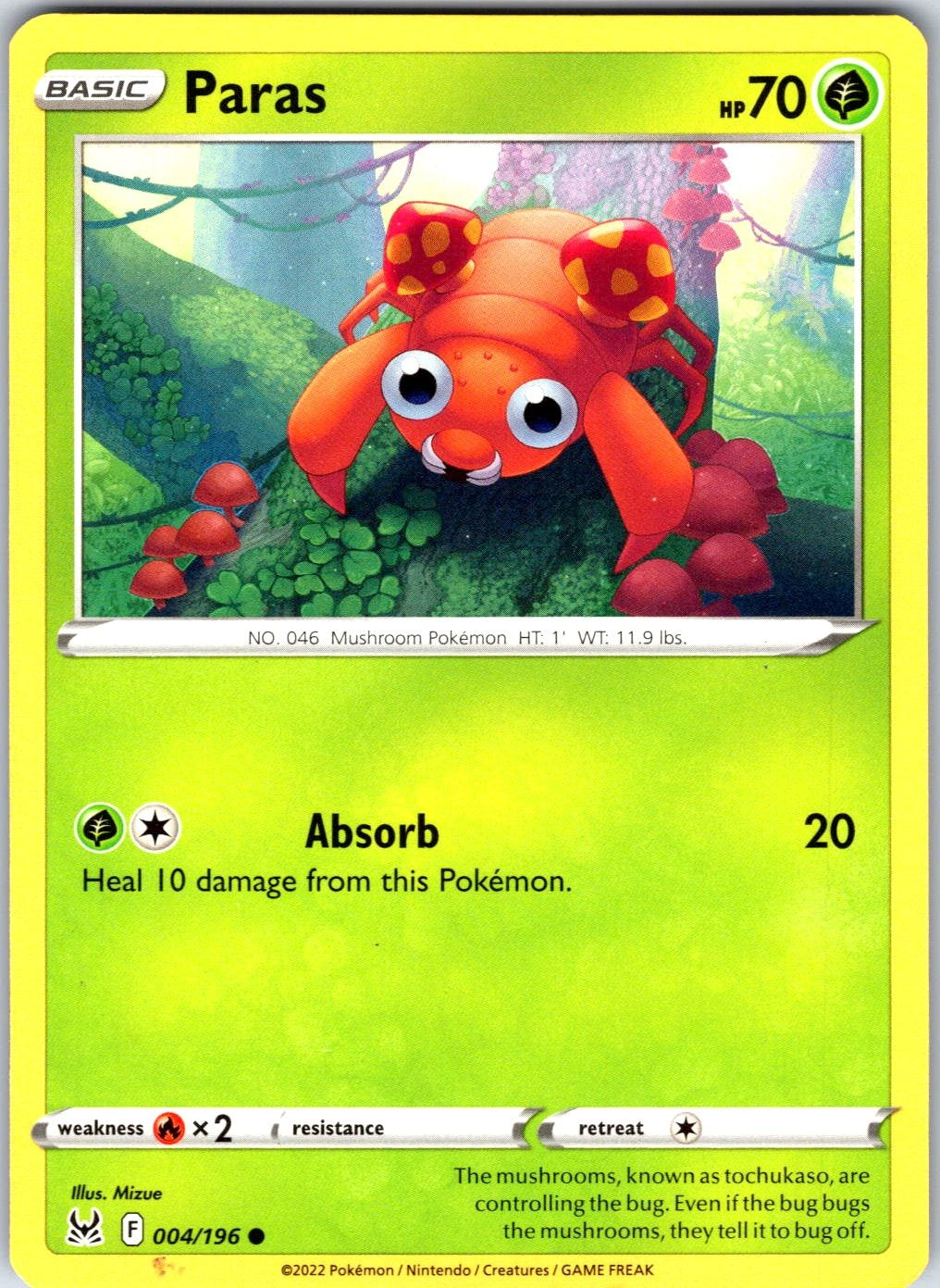 Paras #004/196 SWSH11: Lost Origin Common