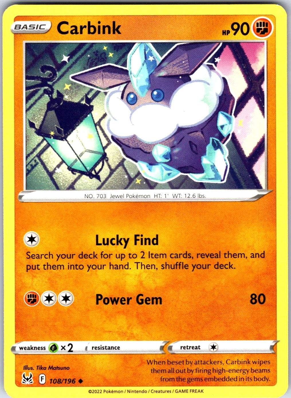 Carbink #108/196 SWSH11: Lost Origin Uncommon