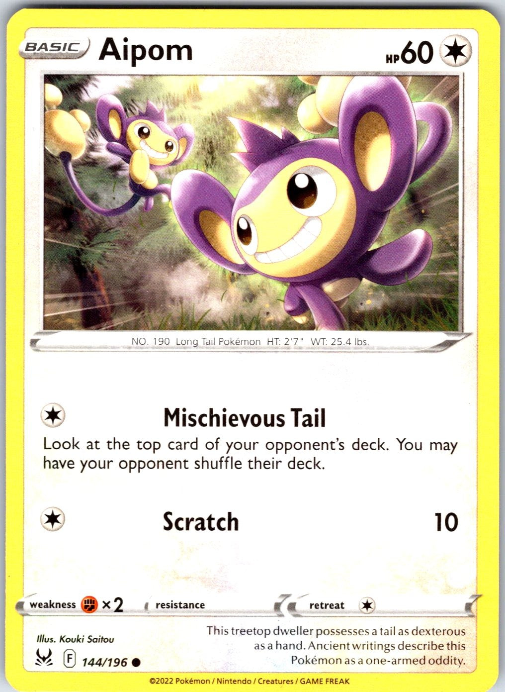 Aipom #144/196 SWSH11: Lost Origin Common
