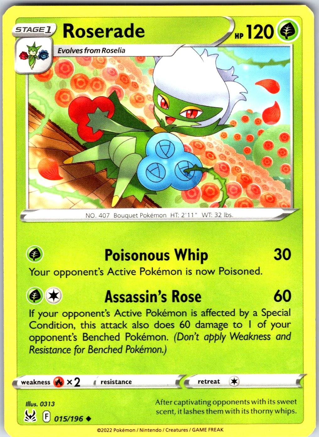 Roserade #015/196 SWSH11: Lost Origin Uncommon