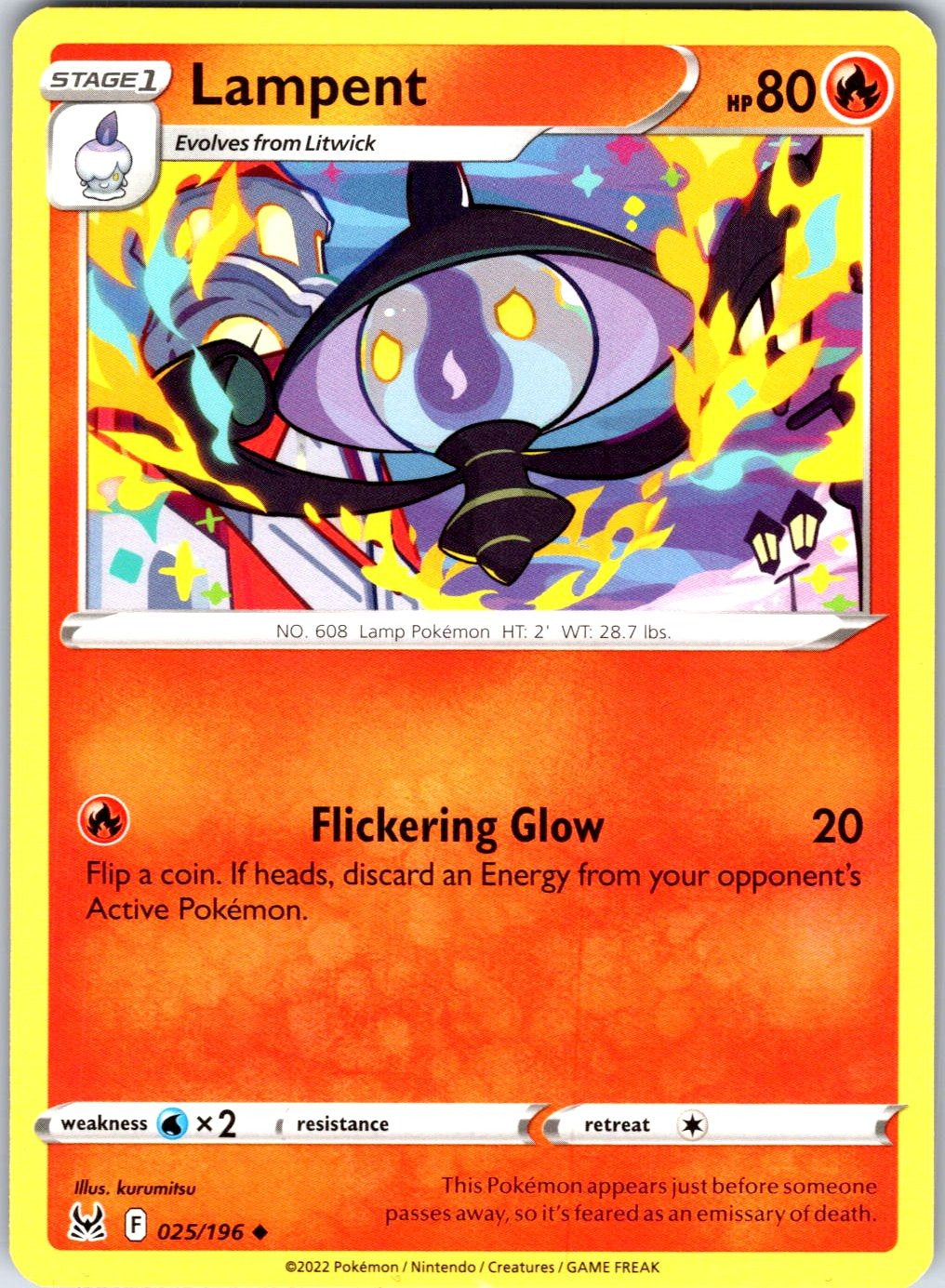 Lampent #025/196 SWSH11: Lost Origin Uncommon