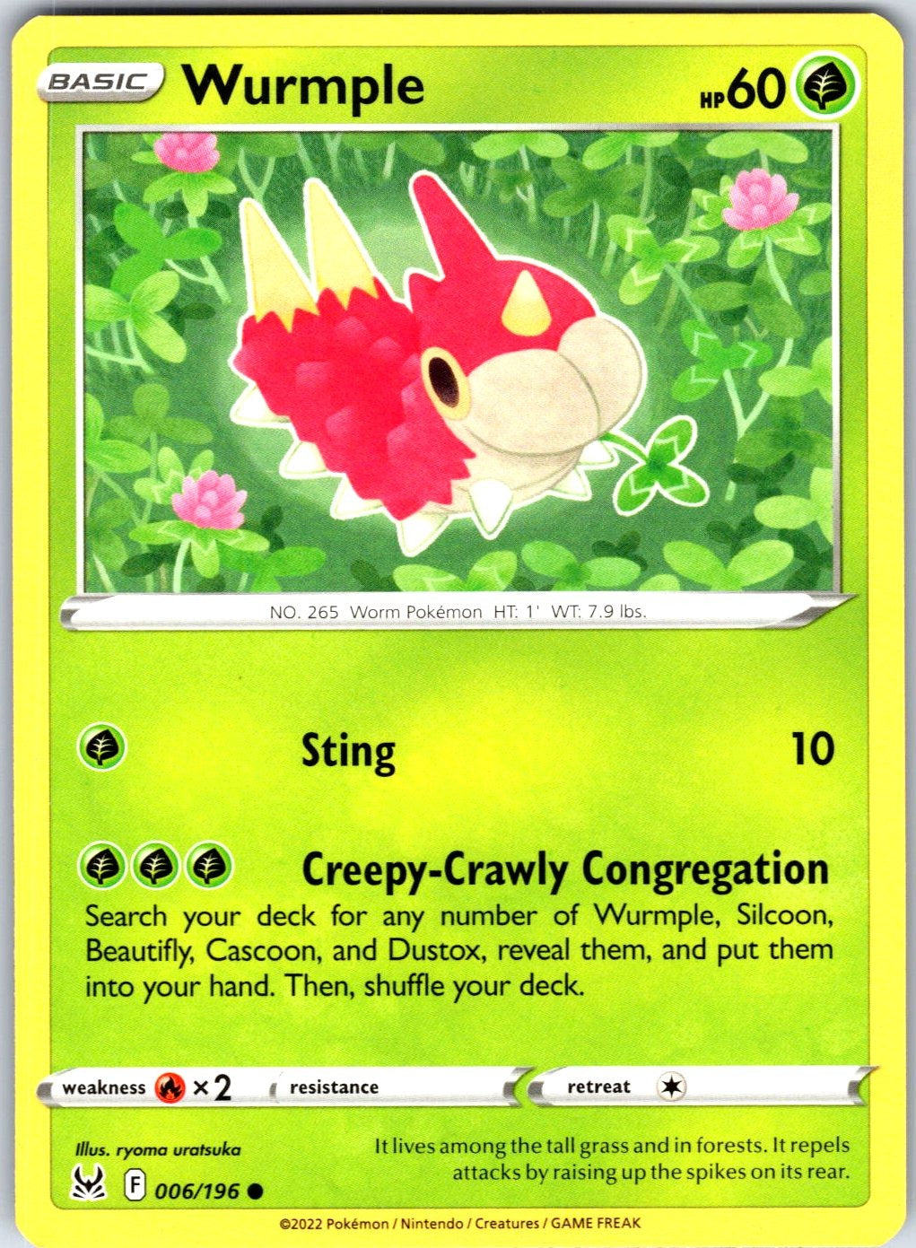 Wurmple #006/196 SWSH11: Lost Origin Common