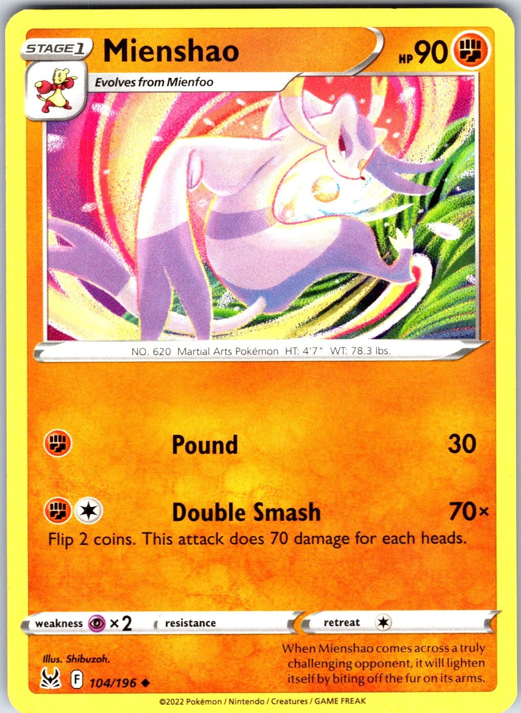Mienshao #104/196 SWSH11: Lost Origin Uncommon