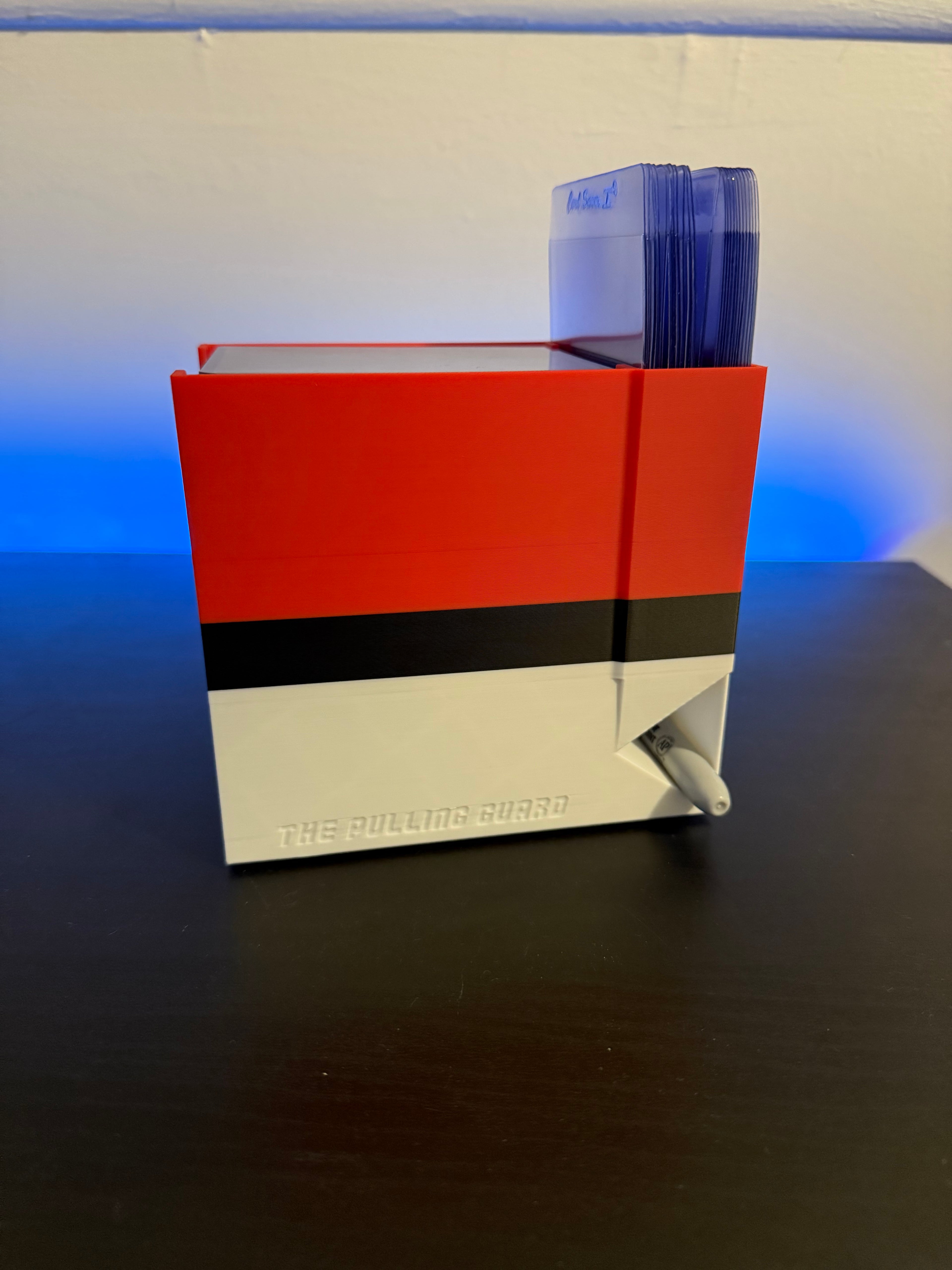 Submission Top Loader, Premium Top Loader, and Penny Sleeve Holder - Sharpie/Pen Holder - Perfect for holding PSA Submission & Card Saver 1 Top Loaders - Fits Team Bags, Magnetic Cases - Red & White with Black Stripe