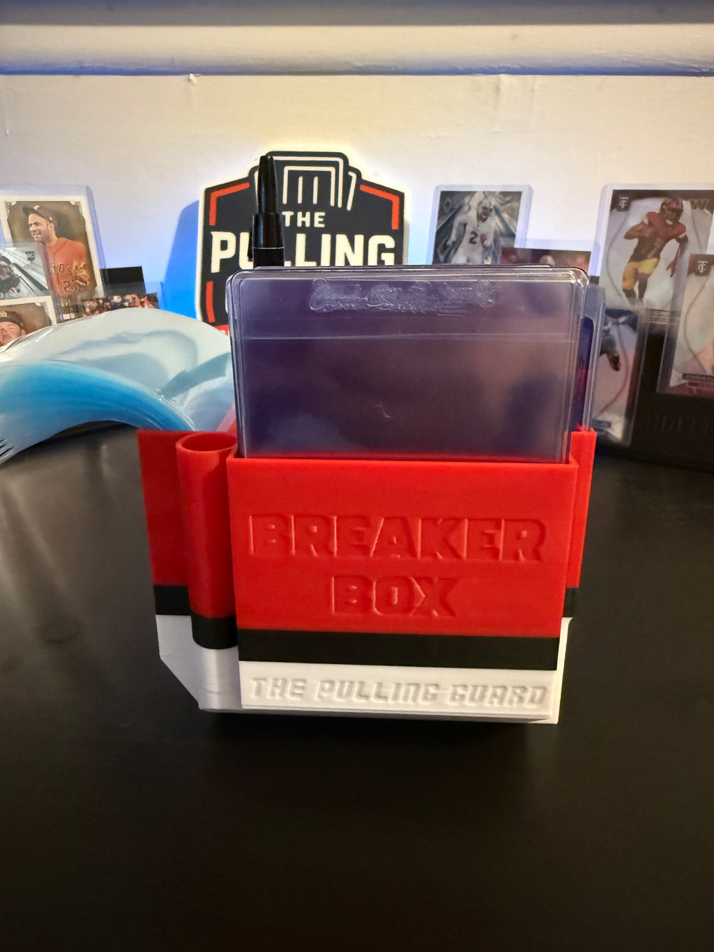 The Breaker Box v 2.0 - The Pulling Guard - Red & White with Black Stripe - Submission Top Loader, Team Bag, Penny Sleeve, and Top Loader Organizer