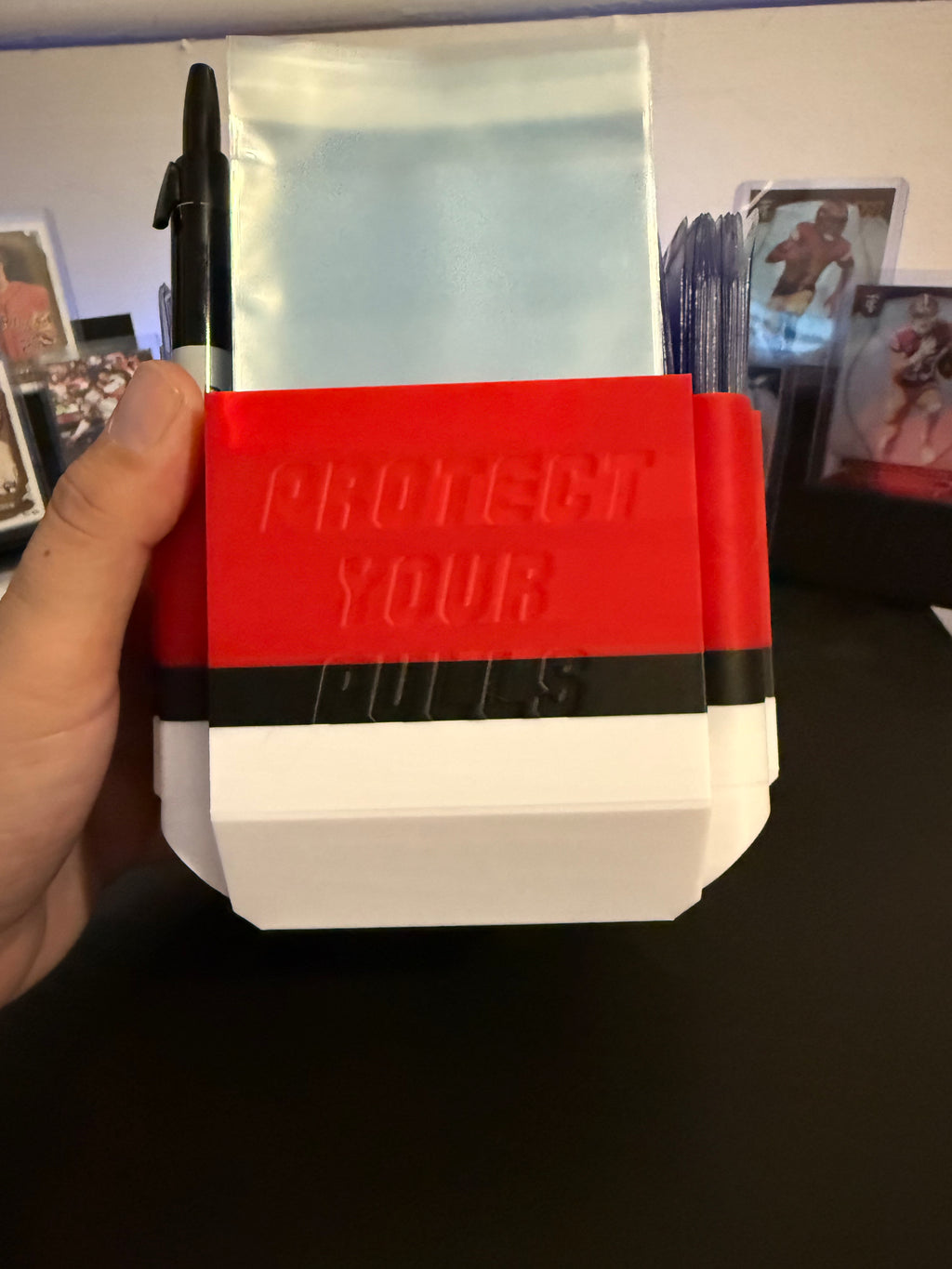 The Breaker Box v 2.0 - The Pulling Guard - Red & White with Black Stripe - Submission Top Loader, Team Bag, Penny Sleeve, and Top Loader Organizer