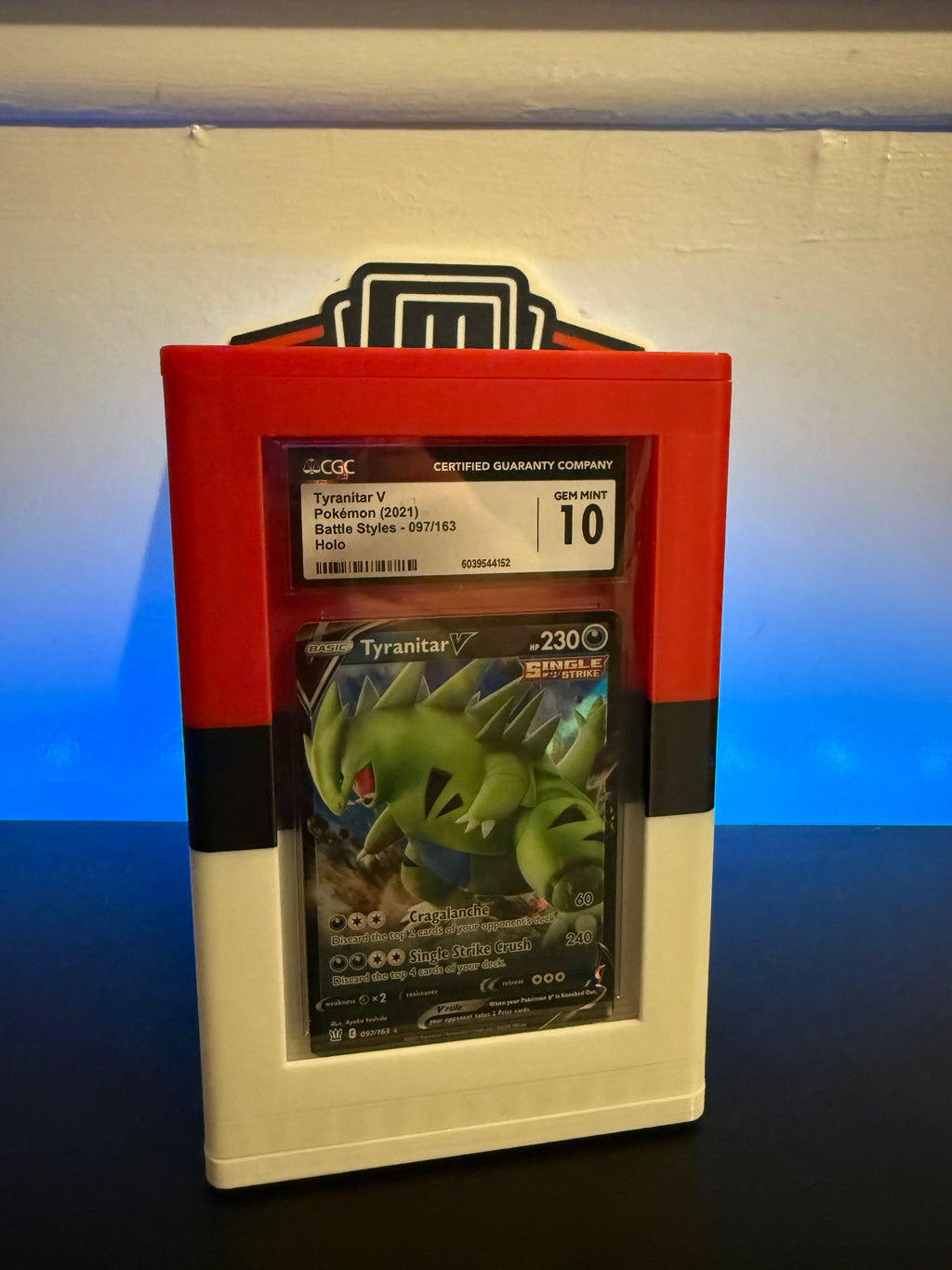 The Slab Stand by The Pulling Guard - Red & White Stripe - Spinning Graded Card Display - Fits CGC, TAG, PSA, AGS - DOES NOT FIT BECKETT