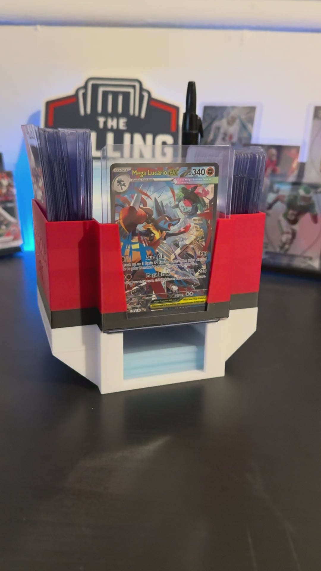 The Breaker Box v 2.0 - The Pulling Guard - Red & White with Black Stripe - Submission Top Loader, Team Bag, Penny Sleeve, and Top Loader Organizer